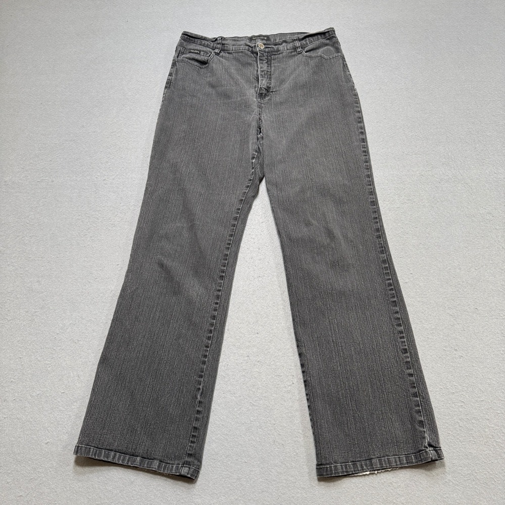 Simon Chang Jeans Women's 14 Dark Gray Denim Straight Leg High Rise Relaxed Fit